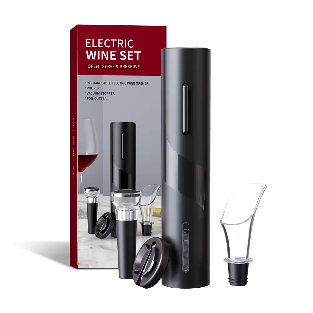 Electric Wine Opener Set Household Fully Automatic Corkscrew with Decanter Wine Tool Kit for Easy Drinking Wine Bottle Opener
