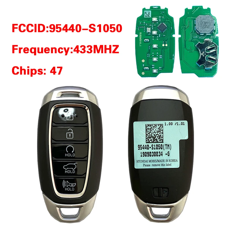 CN020168 Original 5 Buttons Smart Remote Key FCC 95440-S1050 47 Chip 434 MHz Keyless Go For Hyundai Santa Fe 2019+
