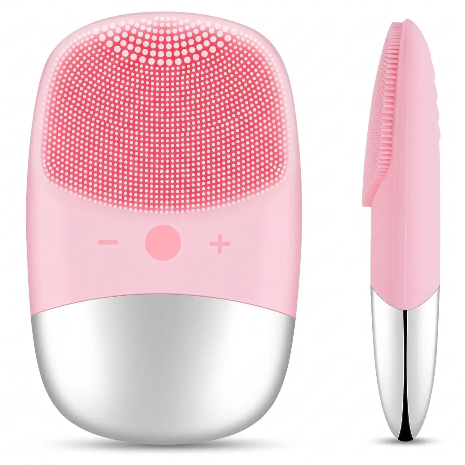 Escova de limpeza facial elétrica de silicone, dispositivo de massagem com vibração ultrassónica para uma limpeza profunda, recarregável por USB.