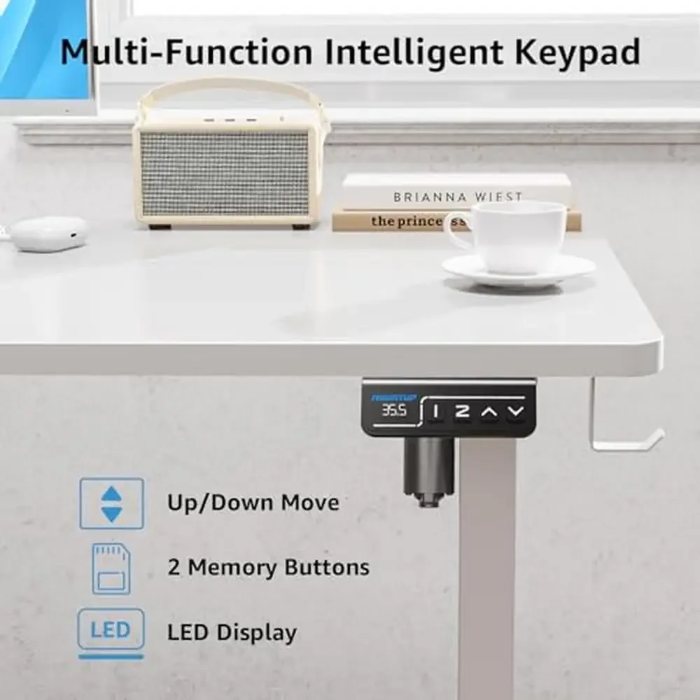 Electric Adjustable Standing Desk 48x24 Inches Memory Controller Ergonomic Home Office Solid Construction Quiet Motor Spacious