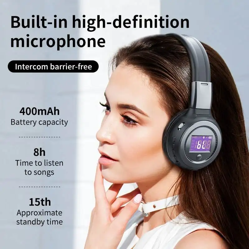 B570 cuffie bluetooth senza fili schermo a LED Heaset HiFi Stereo Deep Bass CVC supporto per cancellazione del rumore Micro Card Over auricolare