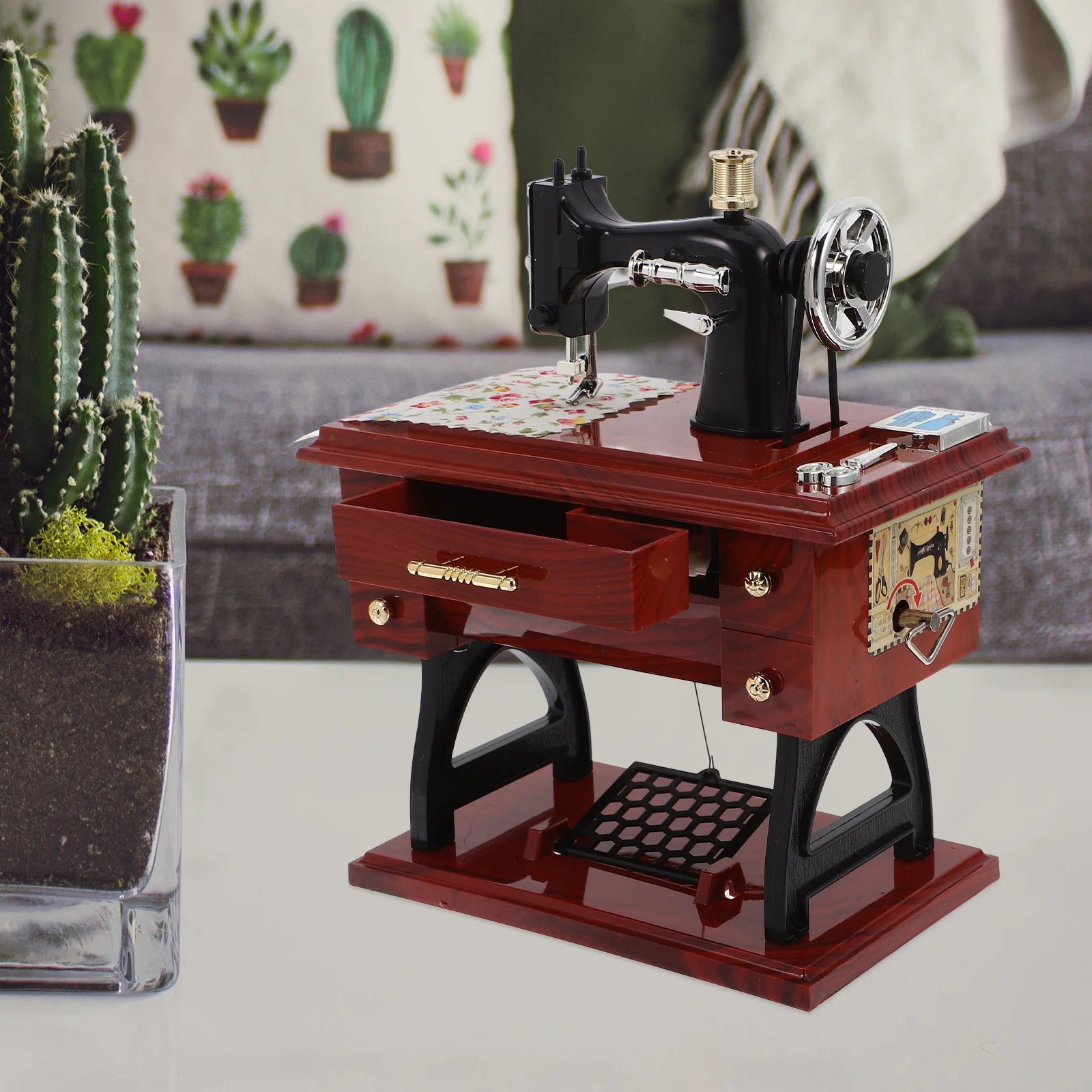 

Vintage Large Sewing Music Box Creative Ornament for Home Decoration Romantic Gift for Family Christmas Valentine's Day Mother's