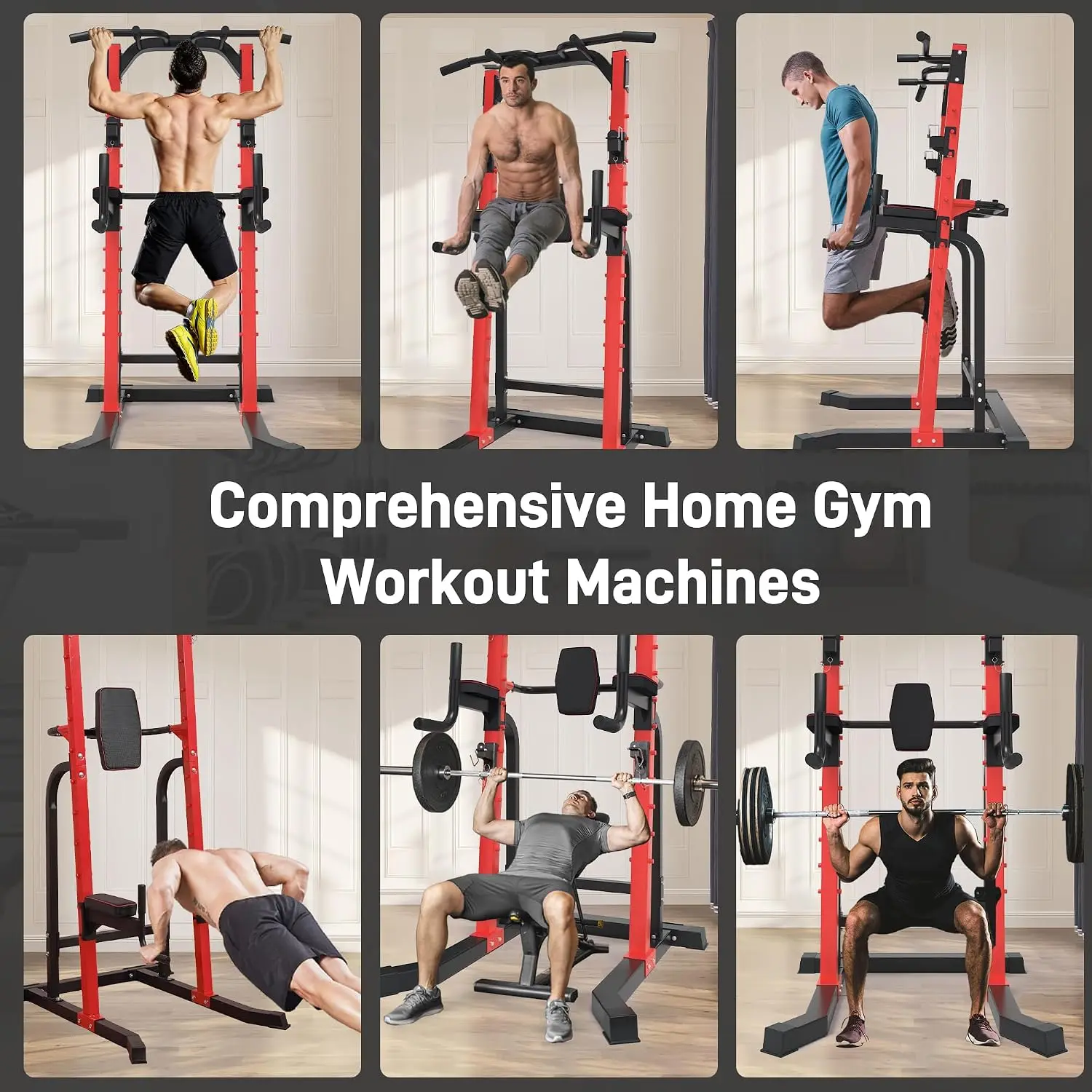 Heavy Duty Power Tower Pull Up Dip Station, Multifunctional Exercise Rack For Home Gym Strength Training And Calisthenics, Height Adjustable Stand, Modern Style view 7