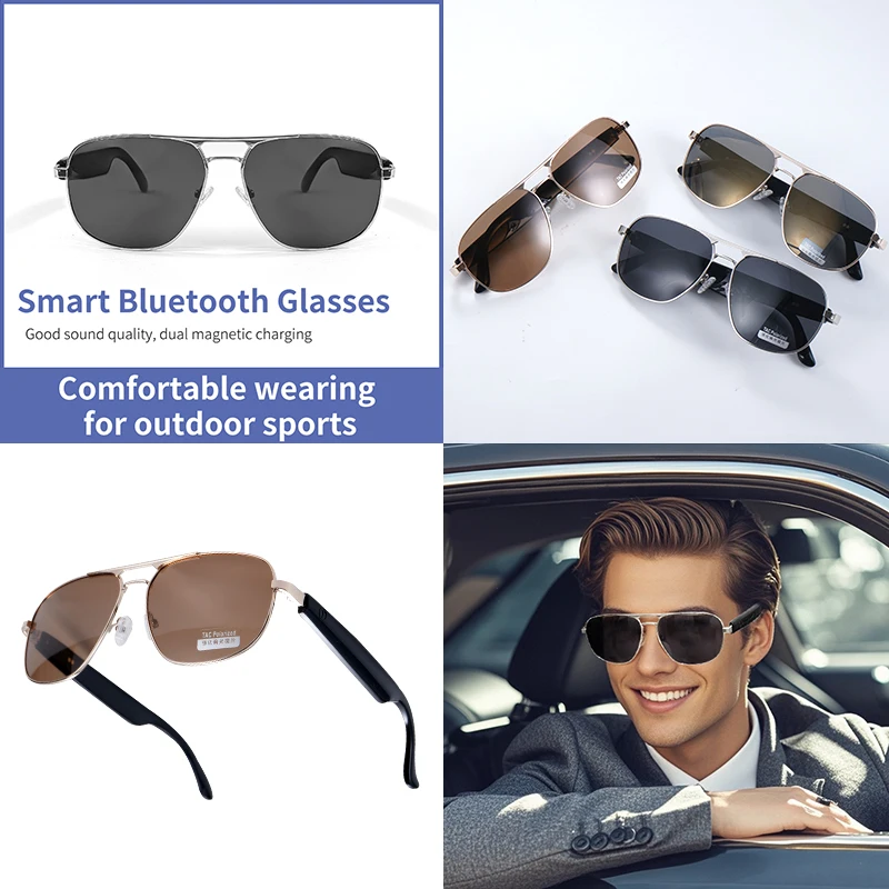 Fashion Smart Bluetooth V5.3 Sunglasses Glasses Sports Headphones HIFI Black Technology Anti-touch UV For Men And Women Sunglass