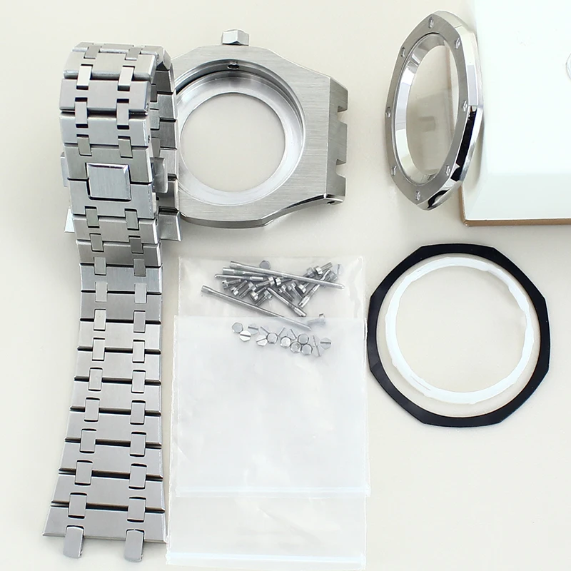 حافظة ساعة رجالية موديل NH35 من خشب البلوط المعدل 100 متر مقاومة للماء 316 حزام من الفولاذ المقاوم للصدأ زجاج الياقوت #5