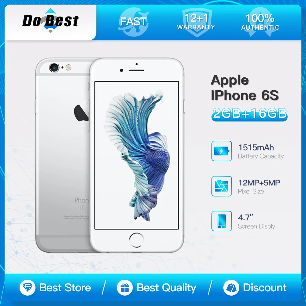 Original Apple iPhone 6s 4G LTE Mobile Phone 16/32/64GB ROM 4.7“ IPS LCD Touch ID 5MP+12MP Camera A9 Dual Core IOS Cell Phone