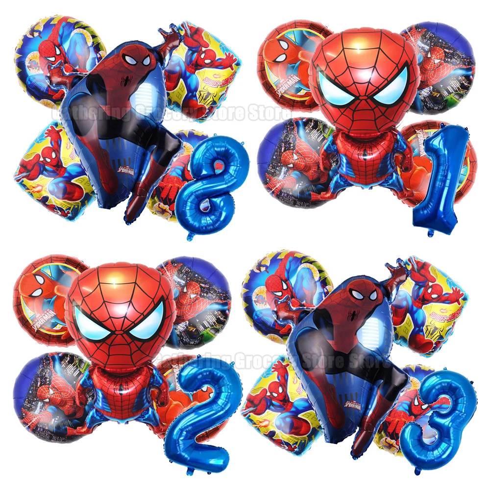 

Spider-Man 5/6Pcs Foil Ballon 1-9th Air Helium Globos Boy Favor Birthday Toy Gifts Party Supplies Party Accessories Decoration