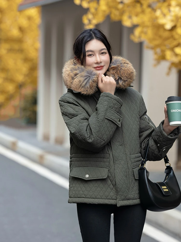 

British Style Women's Cotton Jacket Detachable Hood Thin Versatile Slimming Autumn Winter New Arrival Elegant Meticulous Cott...