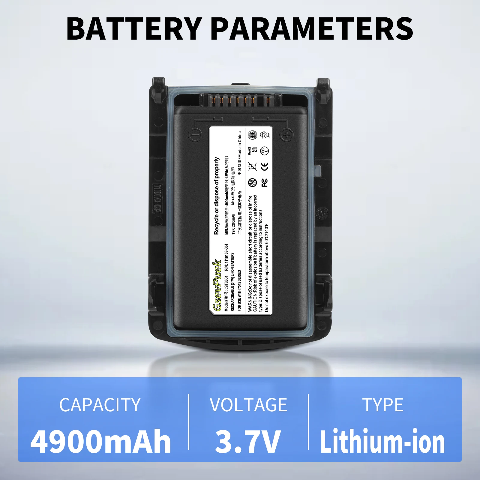 Batería de alta capacidad de 4900 mAh para terminales portátiles Psion |   Compatible con XT10, XT15F, VH10, CH3000