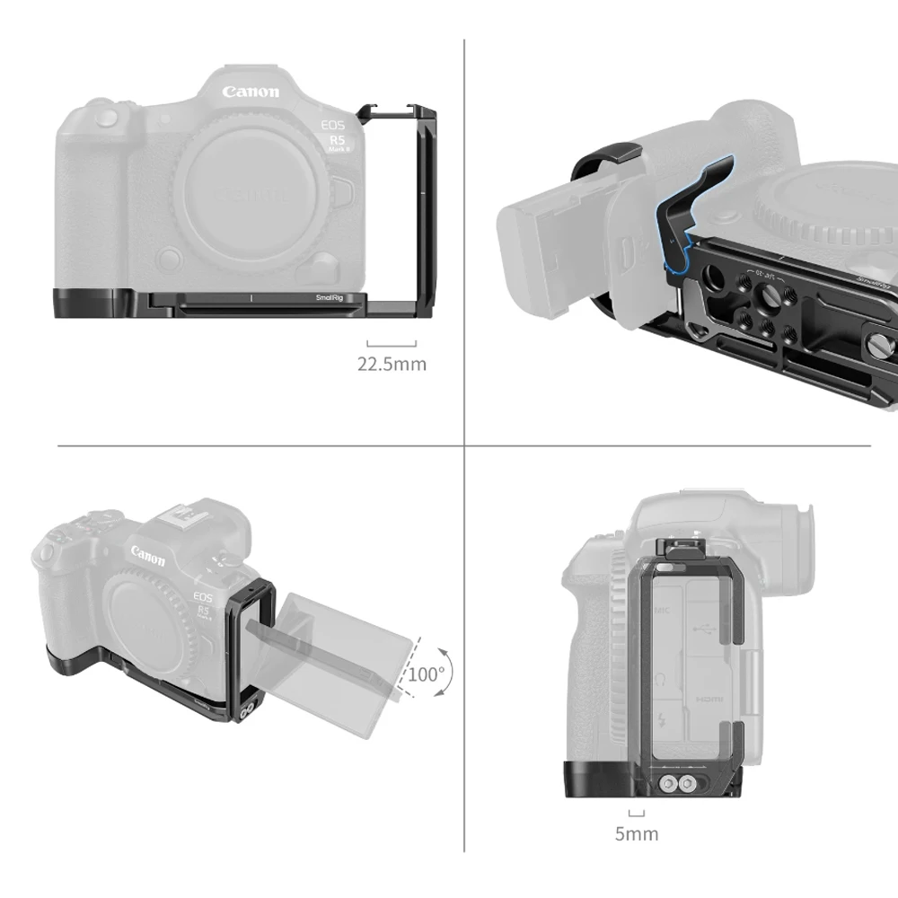 SmallRig L-Shape Mount Plate/Cameras Cage  for Canon EOS R5 Mark II,4983/4978