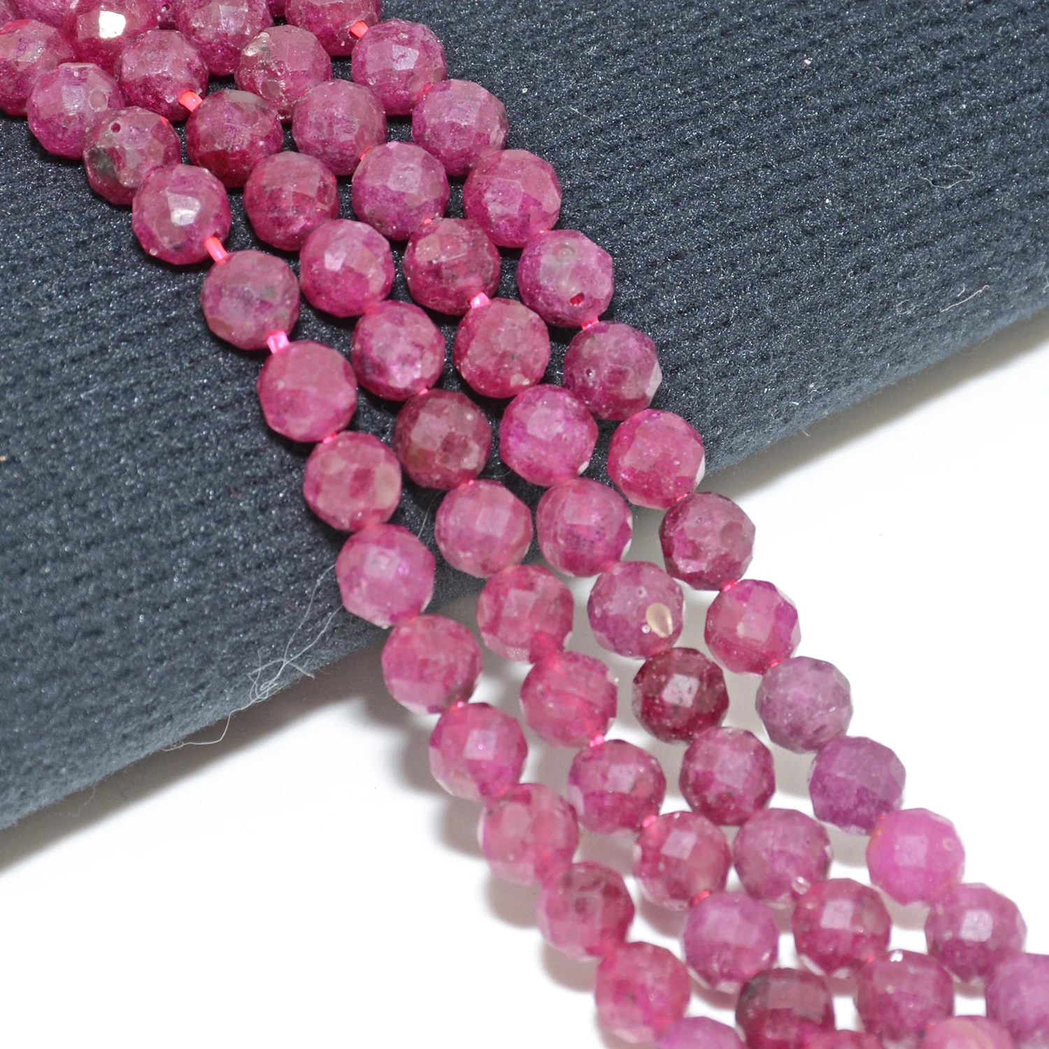 Natural Ruby With Heat Treatment Faceted Round Beads 4.5mm, With Sand Holes