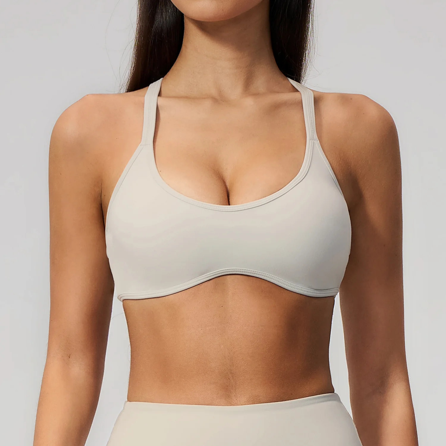 Solid Color Soft Cross Back Fitness Bra Women Tights Yoga Vest High Strength Shockproof Gym Sports Top Push Up With Chest Pad