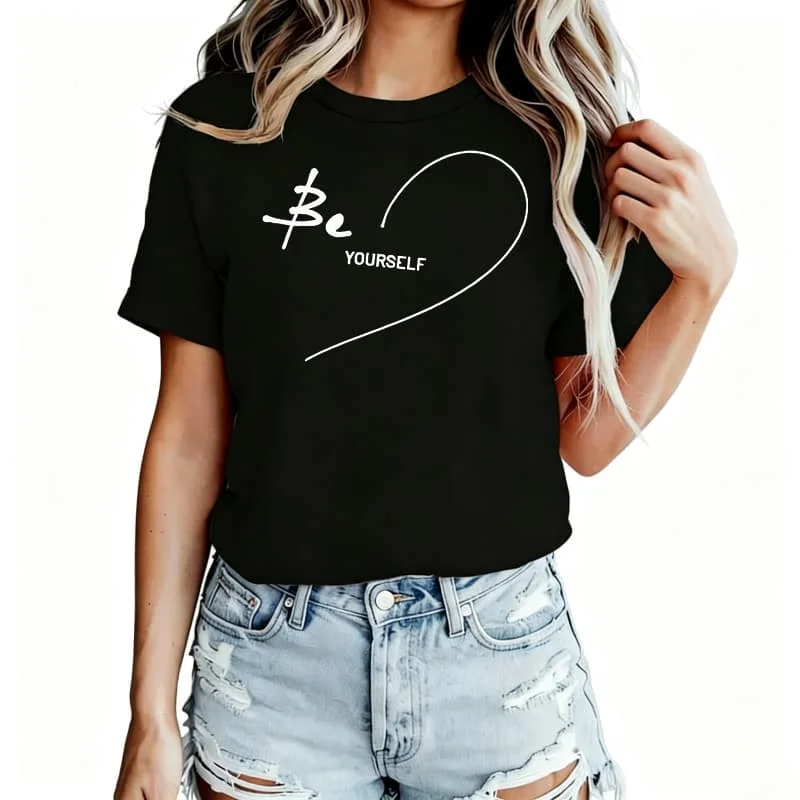 Be Yourself-1 Women's T-Shirt 100% Cotton Funny Graphic Short Sleeve Tee Novelty Shirt Casual Crew Neck Top S-5Xl
