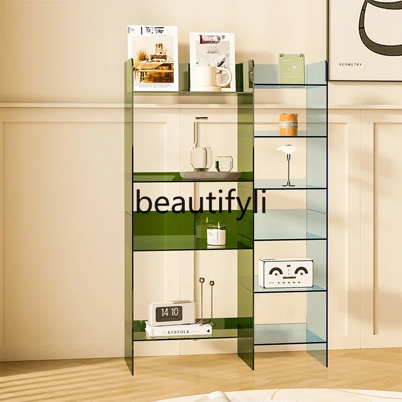 

Acrylic bookshelf high-end floor shelf against the wall multi-layer storage display color transparent locker