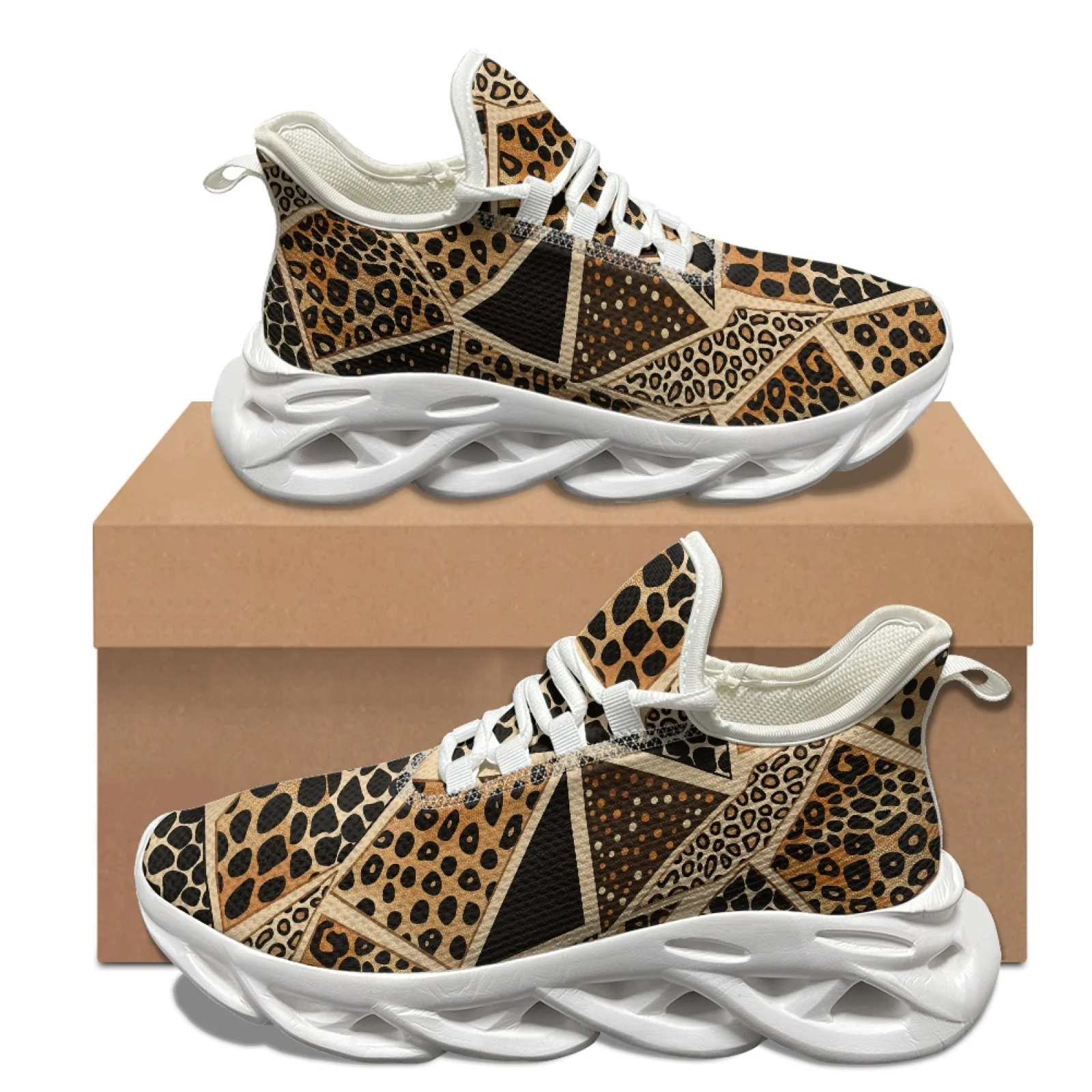XIXIRIMIDO Blade Running Shoes Women's Lightweight Sneakers Men's Commuter Sport Shoes Comfortable Breathable Soft Leopard Print