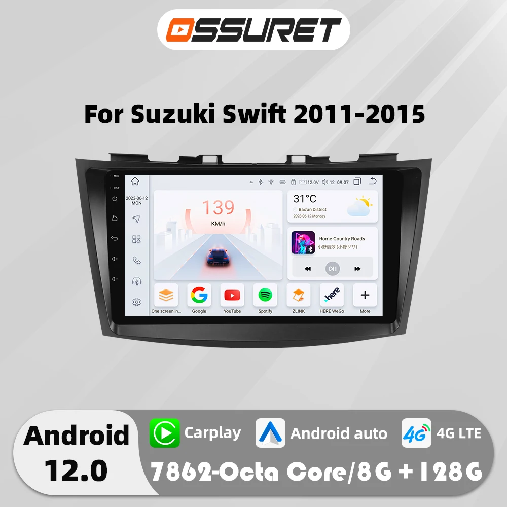 

2DIN Android Auto Car radio For Suzuki Swift 4 2011-2015 Multimedia player 4G DSP Carplay GPS navi Stereo screen with 360°Camera