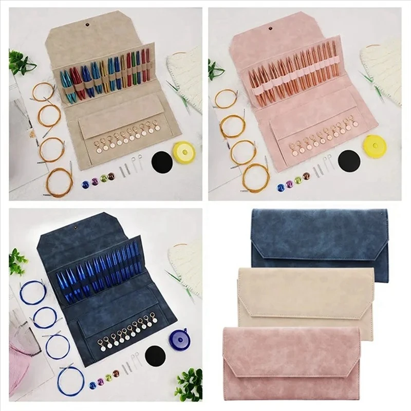VELIF-Aluminum Interchangeable Sewing Crochet Needles Circular Knitting Needles Set Weaving Yarn Knitting Tools Weave Kit