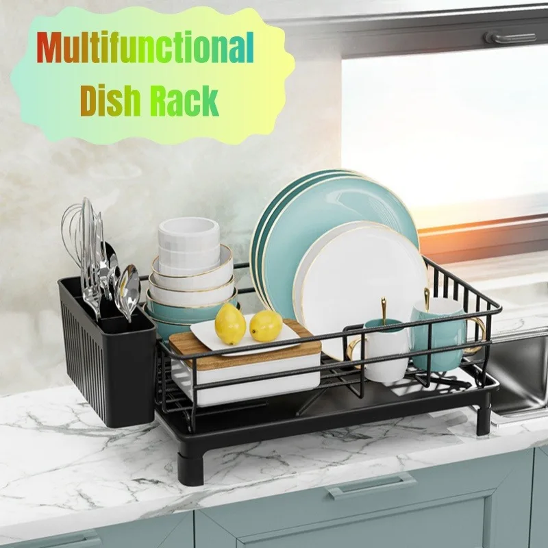 household cozinha prato secagem rack utensilio rack de armazenamento bancada multi funcional gabinete louca dreno 01