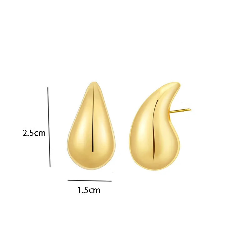KMVEXO Stainless Steel Gold Plated Chunky Dome Water Drop Earring for Women Vintage Glossy Thick Teardrop Hoops Earrings Jewelry image 5