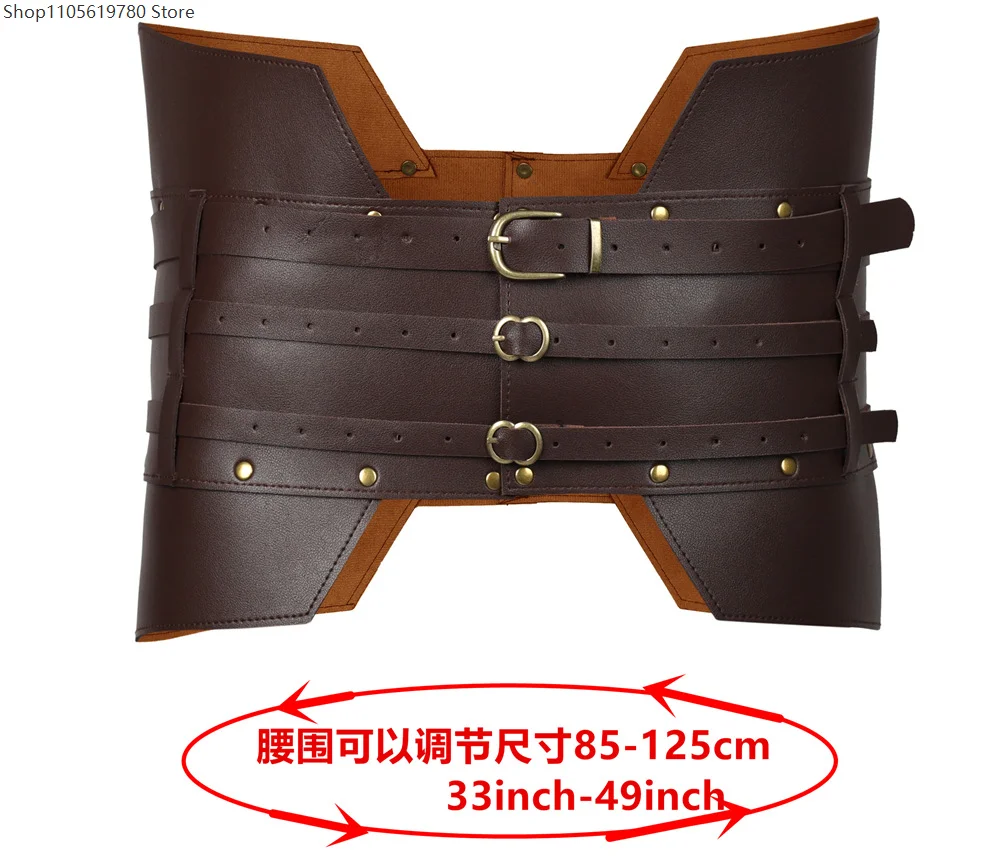 Medieval Vintage PU Leather Wide Belt Men Knight Steampunk Corset Viking Pirate Girdle Adult Halloween Cosplay Stage Accessory view 6