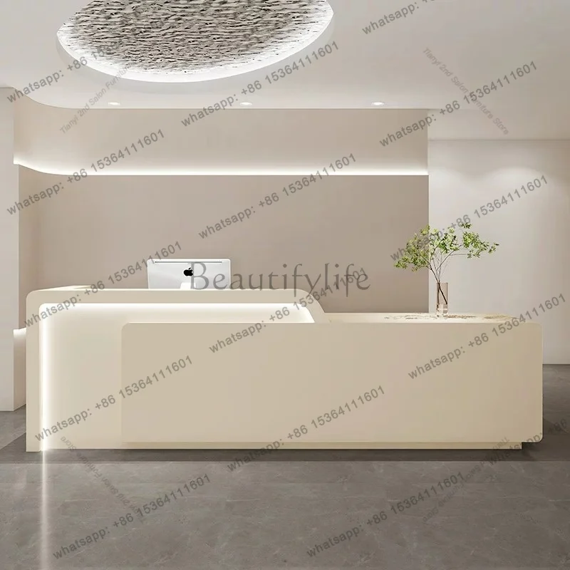 Factory Direct Sales Danish Creamy Style Cashier Counter Nordic High-end Clothing Store Medical Beauty Company Reception Desk Of