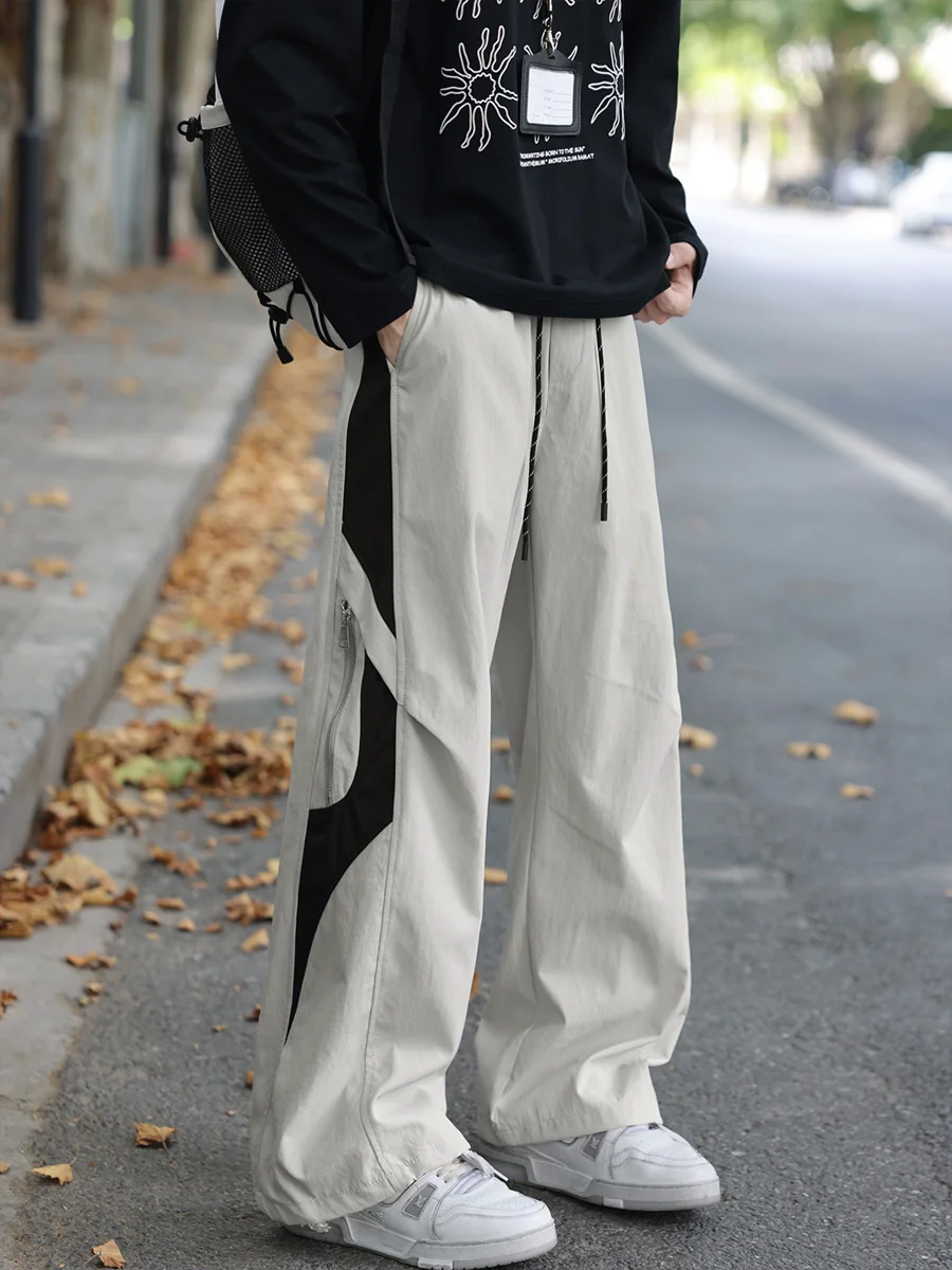 American Color Block Workwear Pants Men's Spring Autumn Outdoor Mountain Climbing Casual Loose Straight Leg Long Trousers