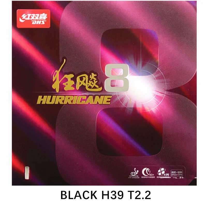 DHS Hurricane 8 Tafeltennisrubber DHS Hurricane-8 / H8 Pips-In Ping Pong Spons Hoge Kleefkracht-Snelheid Tafeltennisrubber