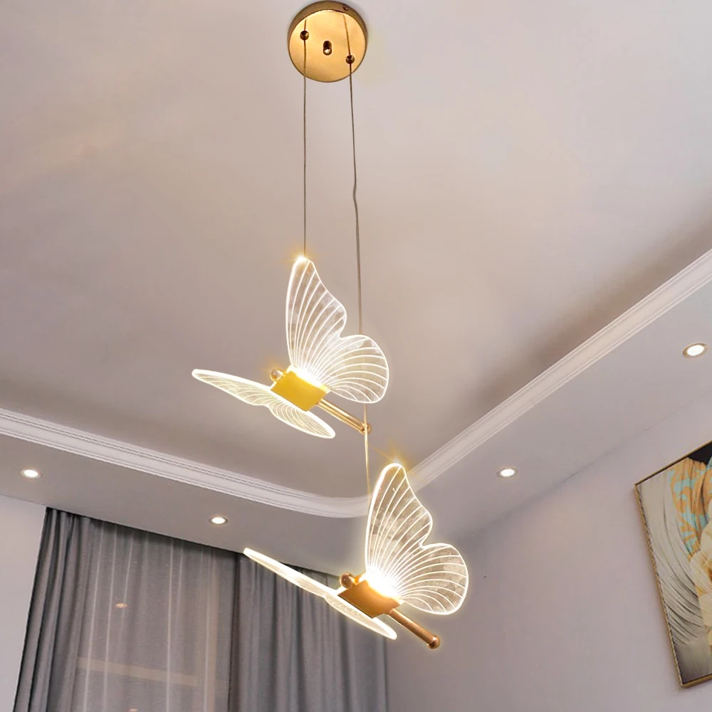

Butterfly Chandelier LED Ceiling Pendant Light Hanging Lamp Dining Living Room For Home Decora Indoor Lighting Bedroom Luminaire
