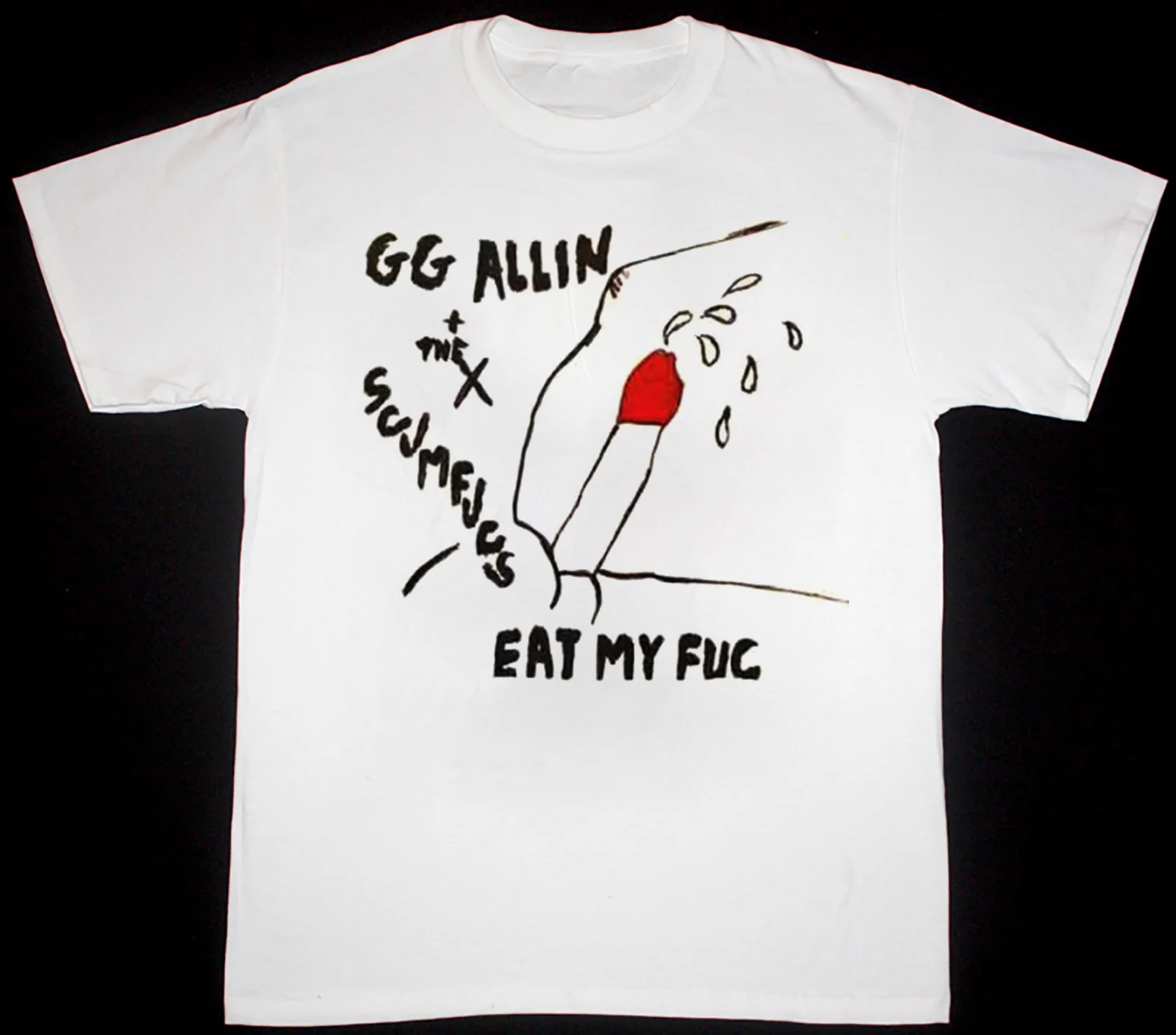 GG Allin The Scumfucs Eat My Fuc T Shirt Cotton White Men Size S to 5XL BE1030