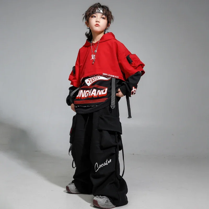 Jungen Hip Hop Cool Hoodie Weste Cargo Hosen Mädchen Mode Jazz Street Dance Kostüm Kinder Kleidung Set Kinder K-pop Streetwear