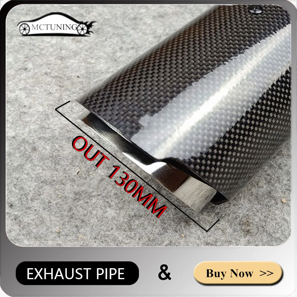 

1 Pc Silver Big Size Exhaust Pipe Outlet 130MM For Universal Car Accessories Carbon Fiber Stainless Steel Muffler Tip Nozzles