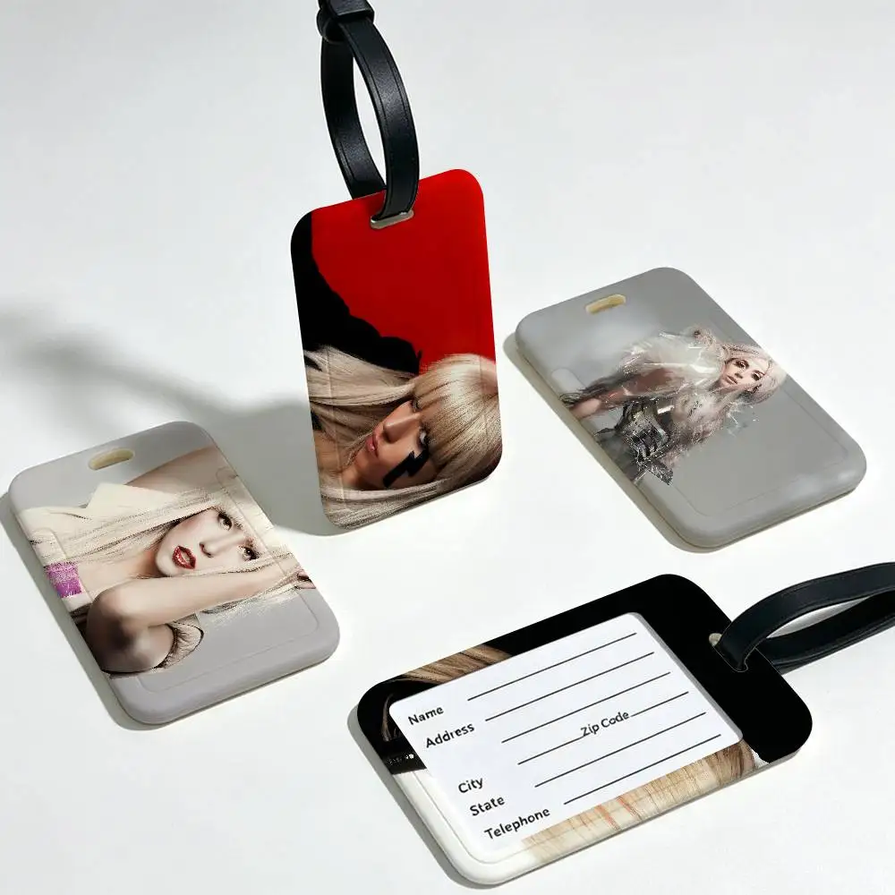 L-Lady G-Gaga Singer PVC Anti lost Luggage Identifier Tag Removable Information Card Holder Travel Baggage Tag