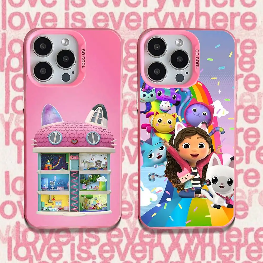 

Phone Case For iPhone 16,15,14,13,12,11,Pro,XS,Max,Plus,Mini,SE Cartoon G-Gabbys D-Dollhouse Pink Candy Matte Shockproof Cover