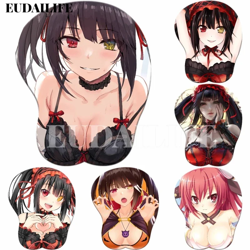 

Date a Live 3D подставка для запястий коврик для мыши Tokisaki Kurumi аниме коврик для мыши силиконовый грудь Oppai мягкий коврик для мыши офисная работа подарок