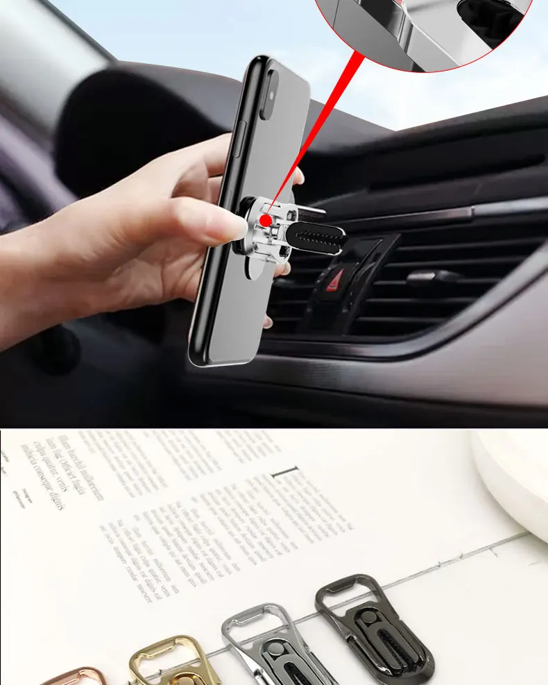 Drink&Art Keychain Bottle Opener Phone Holder in Car Smartphone Stand Holder Air Vent Hook Clip Mount GPS Car For Iphone Samsung