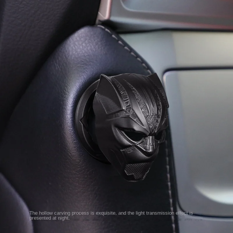 Black Panther one-touch start button protective cover sticker car interior ignition switch metal decorative sticker