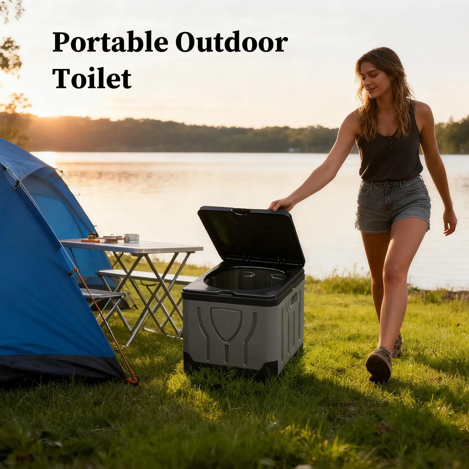 Toilettes de Camping pliables portables, seau de grande capacité avec couvercle, essentiels de voyage en plein air pour tente de plage de voiture de randonnée RV