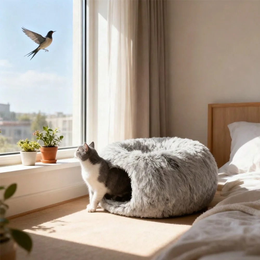 

2-In-1 Collapsible Cat Nest, Plush & Portable Cat Hammock, Easy Clean Space-Saving Pet Bed For Kittens