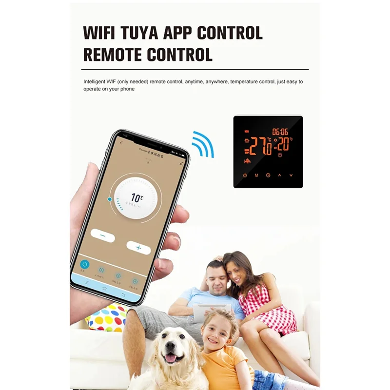 ABLL-Tuya Wifi Wireless Thermostat Touch Screen Temperature Controller Water/Electric Floor Heating Gas Boiler For Alexa(16A) Du