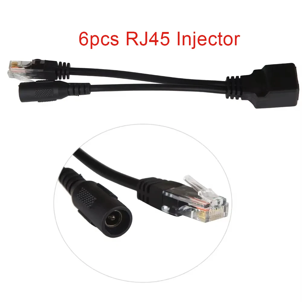 12개(6쌍) POE 어댑터 케이블 RJ45 POE 인젝터 + POE 스플리터 키트 이더넷을 통한 전원 공급 POE 카메라 어댑터 5V 12V 24V 48V