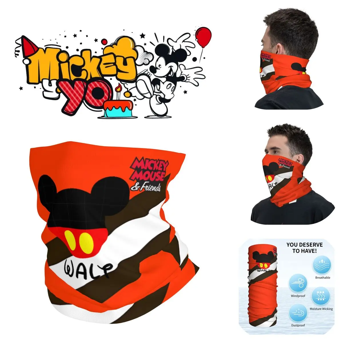 Disney Bandana Neck Gaiter Printed Motor Motocross Mickey Mouse Face Scarf Balaclava Hiking Unisex Adult Windproof