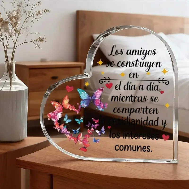 VALENTINE 2D Heart Shaped Acrylic Table Decor, Romantic Holiday Gift for Desk Office