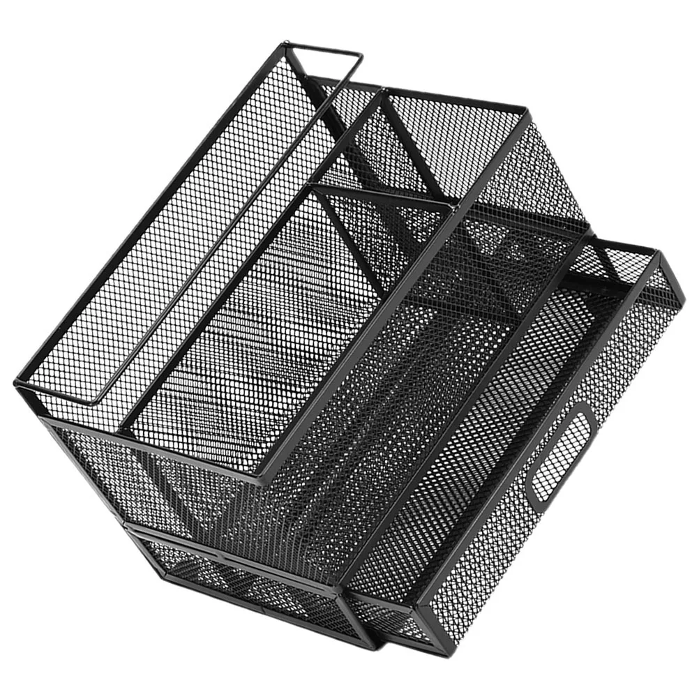 

Mesh Metal Desk Organizer Pencil Holder Grid Storage Box with Drawer Stable Anti-Skid Desktop Pen Holder for Office Study