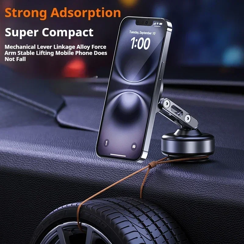 Magnetic Vacuum Adsorption Car Mount Mobile Phone Holder Foldable 360 Degree Rotation Aluminum Alloy Suitable for Smartphones