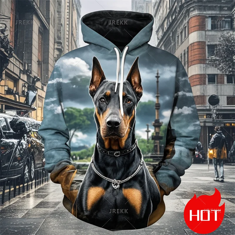 

Harajuku 3D Doberman Pinscher Толстовка с графическим принтом Мужская модная крутая уличная толстовка с капюшоном унисекс Пуловер для собак Мужская одежда Топы
