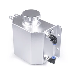 Universal Aluminum 1L Oil Catch Can Oil Fuel Tank Reservoir Tank Engine Coolant Radiator Overflow With Drain Plug Breather