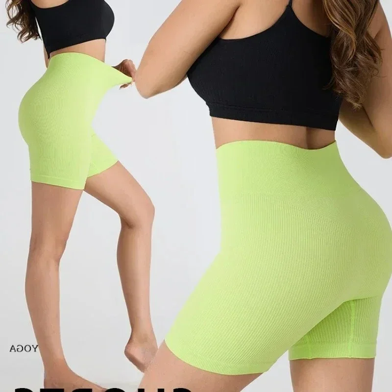 Mulheres sem costura fio elástico apertado shorts de fitness hip levantamento yoga shorts ciclismo verão outerwear calças femininas