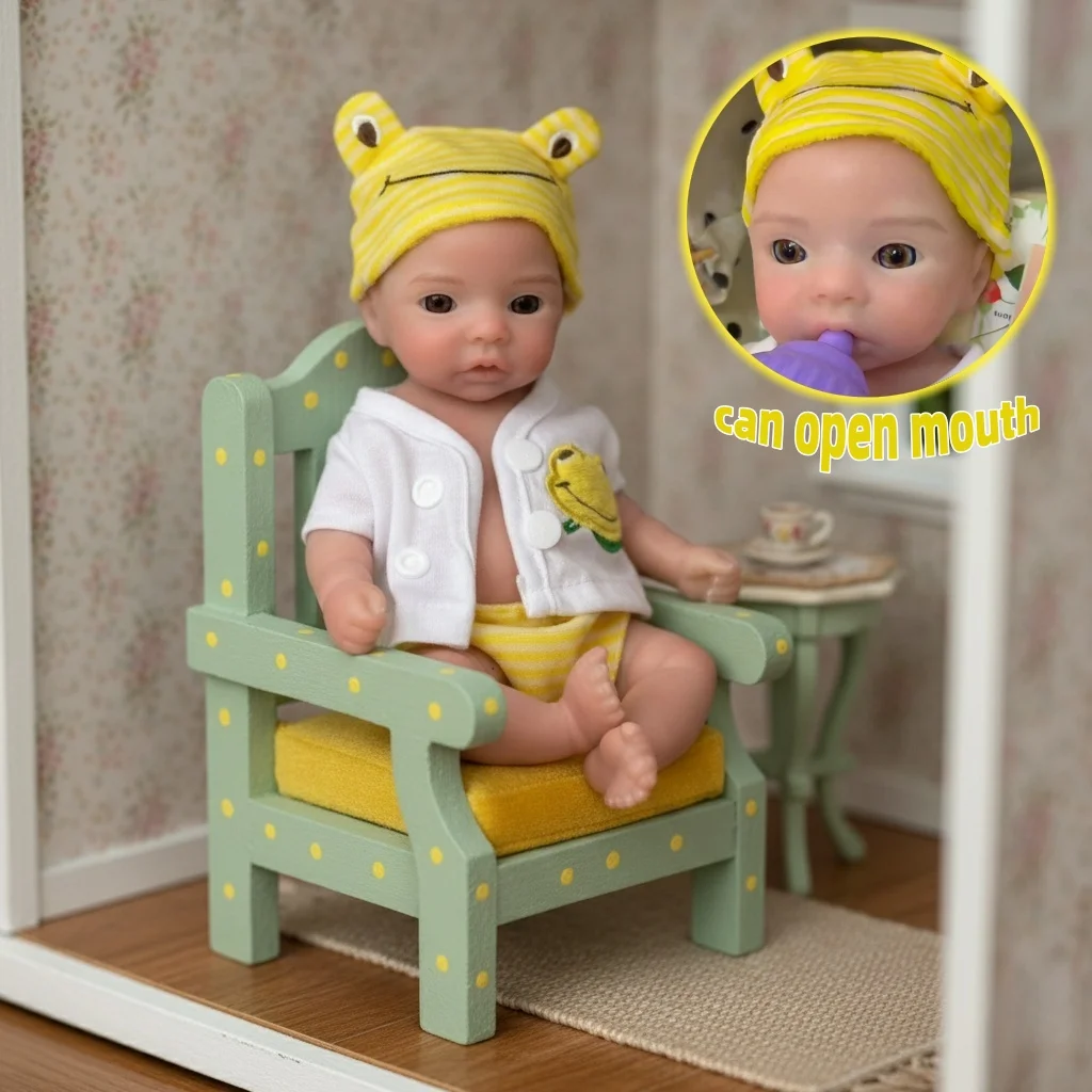 

10-дюймовая силиконовая кукла реборн с открытым ртом, ручная работа с укорененными волосами, моющаяся коллекционная девушка Boneca Muñecas Renascida Bebe