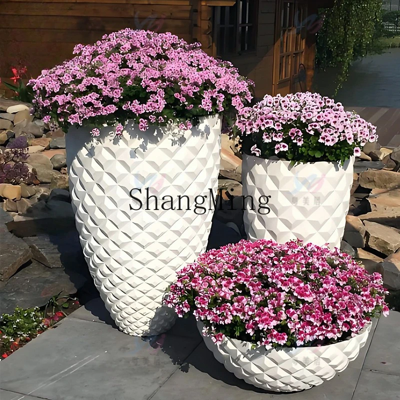 

SM box outdoor square commercial street floor-to-ceiling large flower pot hotel villa high-end texture flower pot