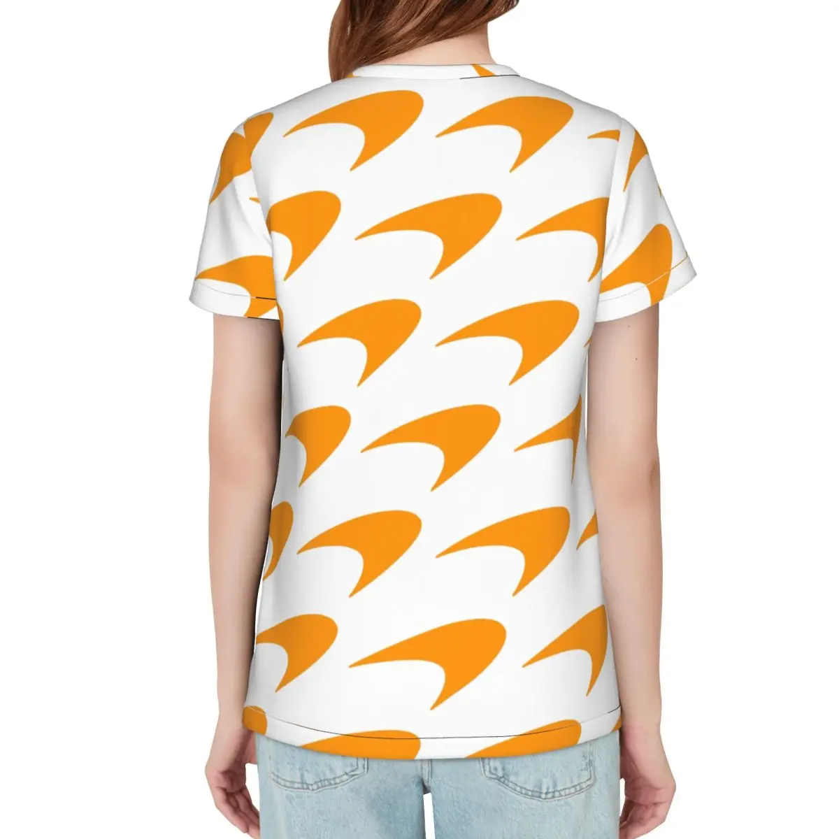 M-McLarens Papaya Logo T-Shirt Women Short Sleeve T Shirts Round Neck Streetwear Cotton Summer Tees Streetwear - view 3